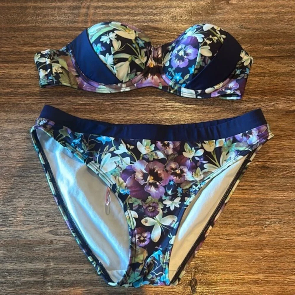 TED BAKER pansy print bikini set nwot